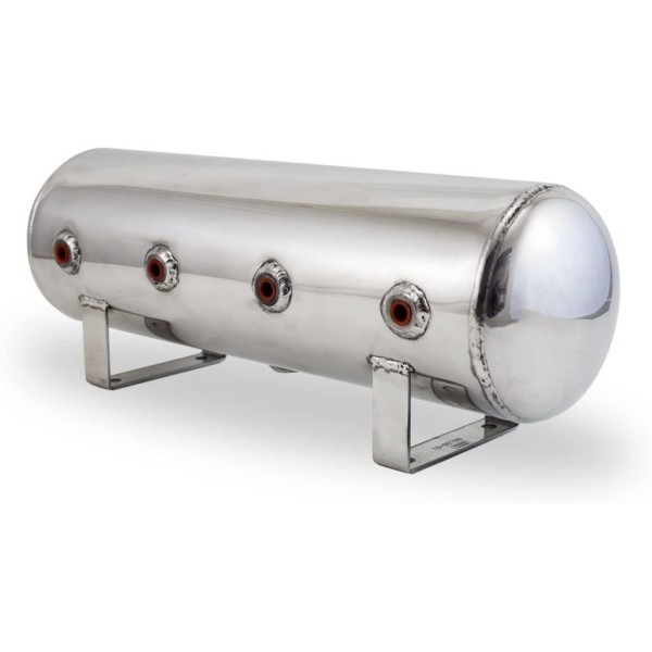 ALFT -12958|Polished 2.5 Gal Alum Air Tank - (4) 1/4" face por|1/4" drain port - 20" L x 6" D 12958 ALFT -12958|Polished 2.5 Gal Alum Air Tank - (4) 1/4" face por|1/4" drain port - 20" L x 6" D 12958